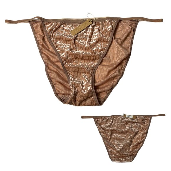 SKIMS Burnout Velvet String Bikini Brief Peach Chestnut 4X + Conditional Bonus - Picture 11 of 11